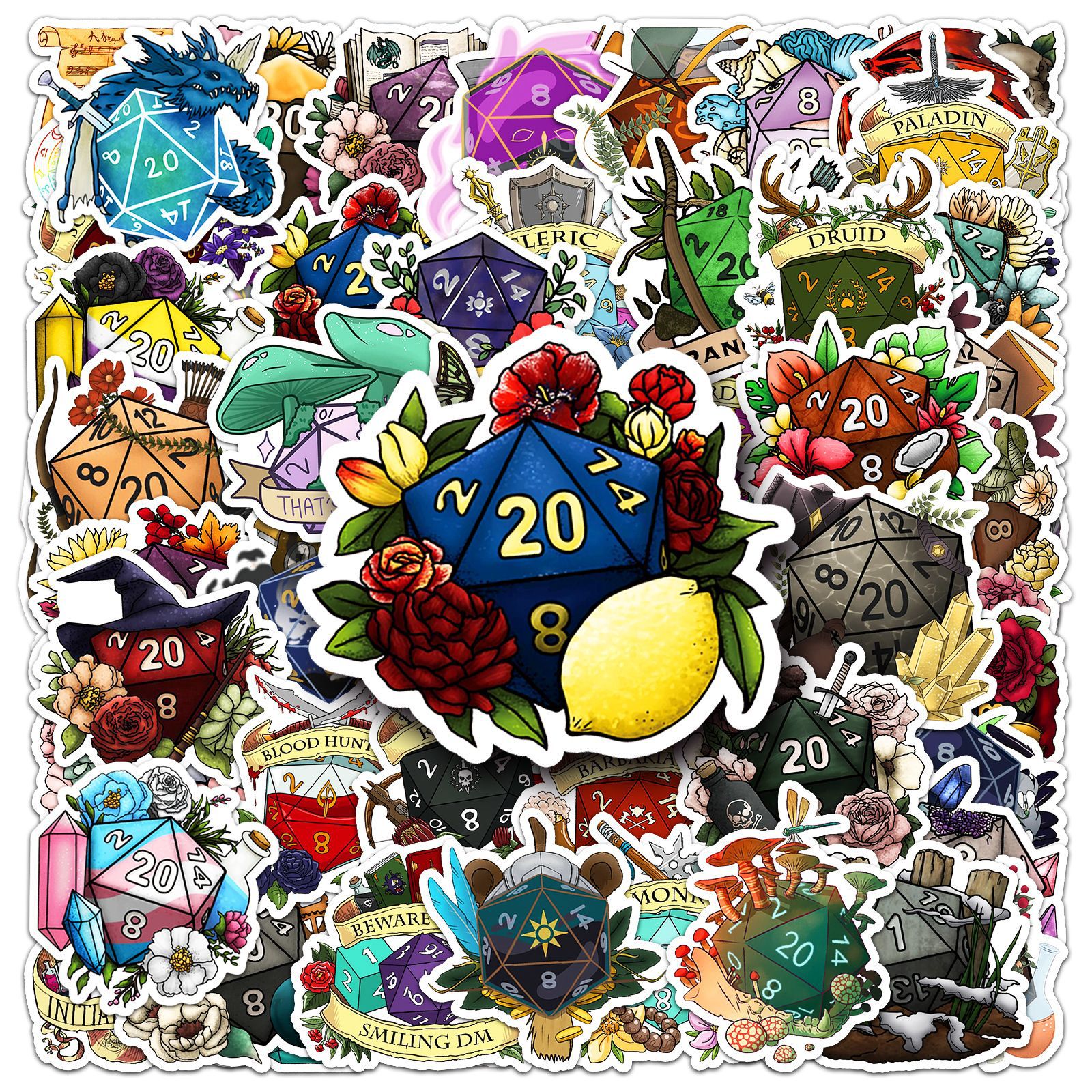 Board Game Quote - 50PCS Polyhedral Dice Stickers Fantasy Board