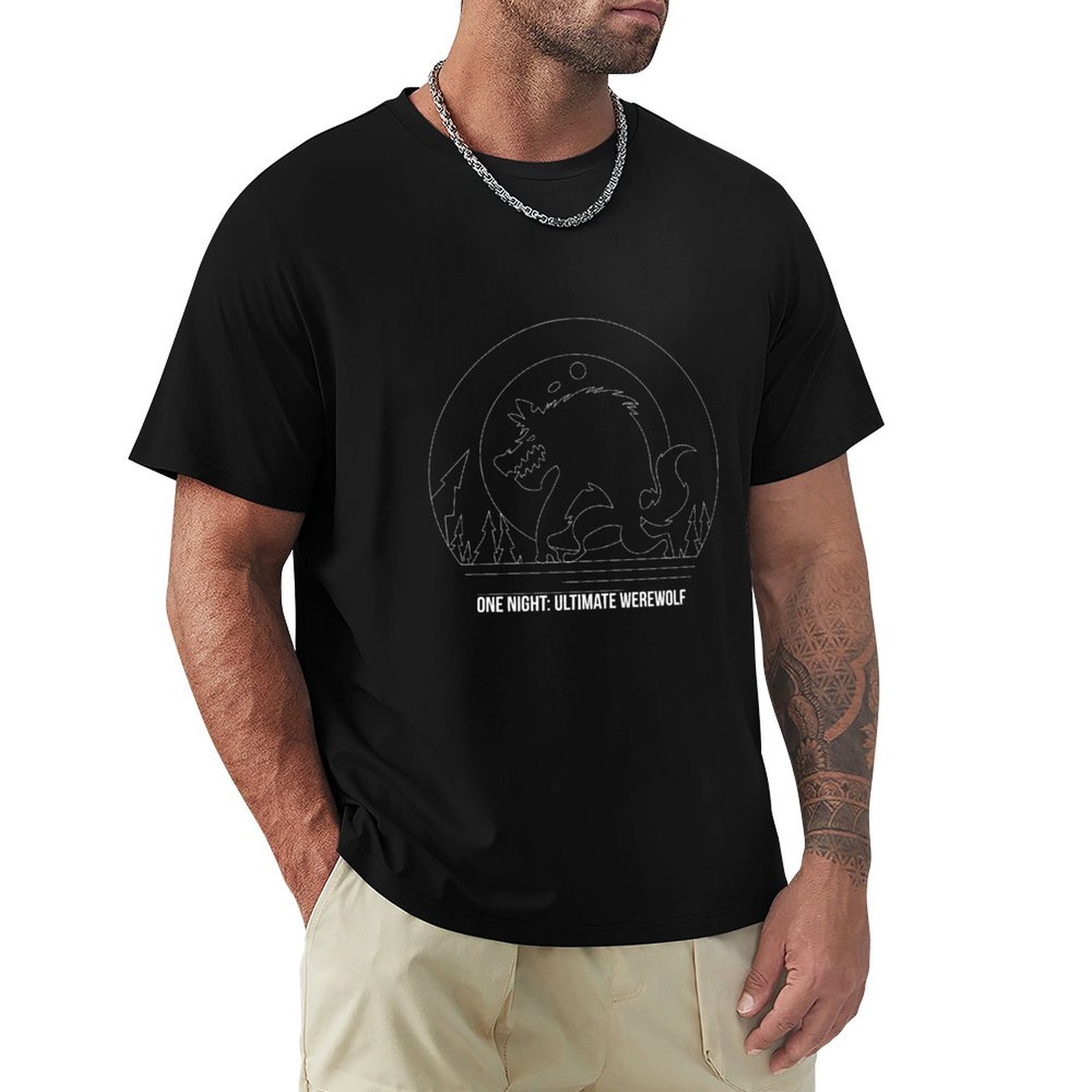 Board Game Werewolf - One Night Ultimate Werewolf Minimalistische Lijntekening