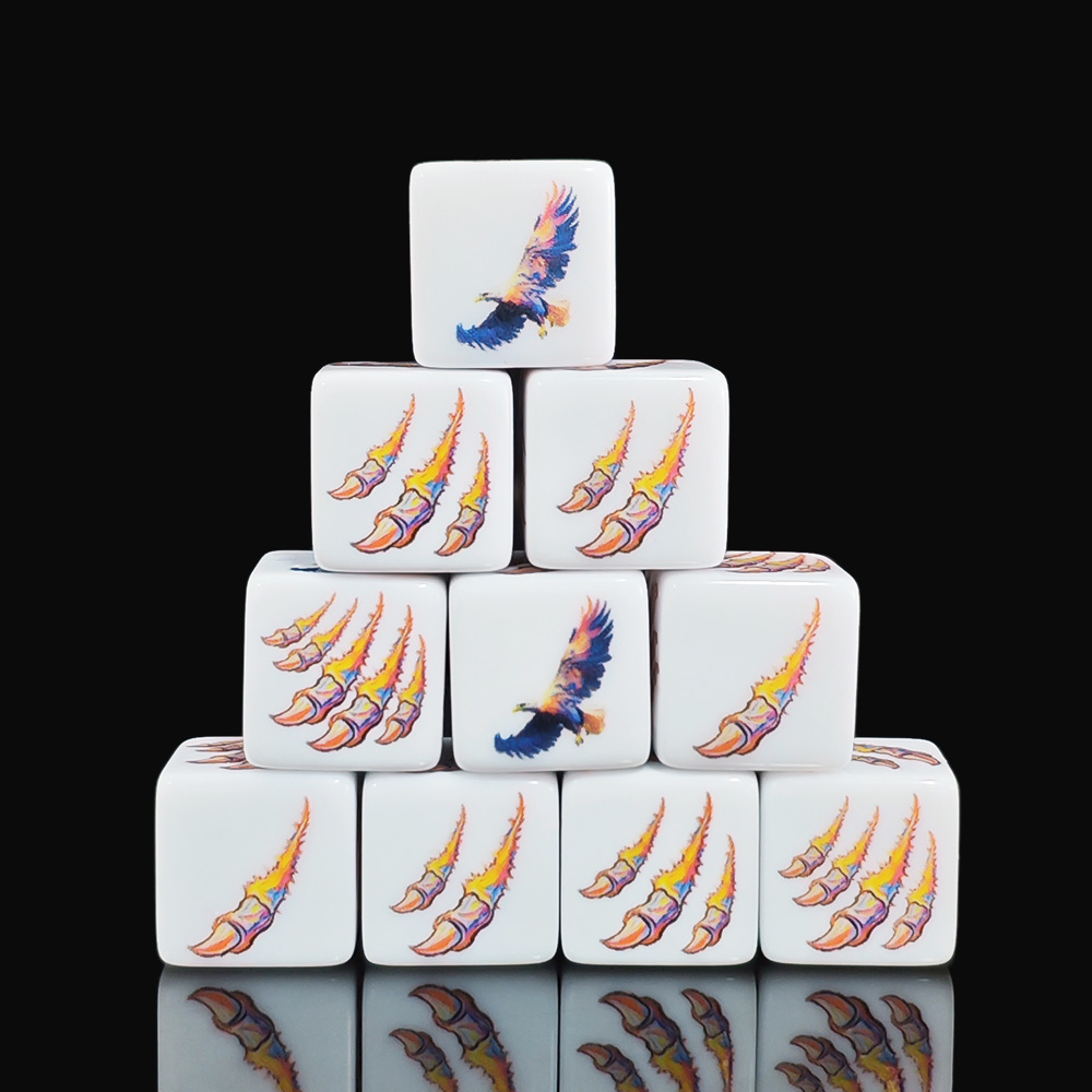 Board Game Print - 12 stuks witte acryl D6 dobbelstenenset,