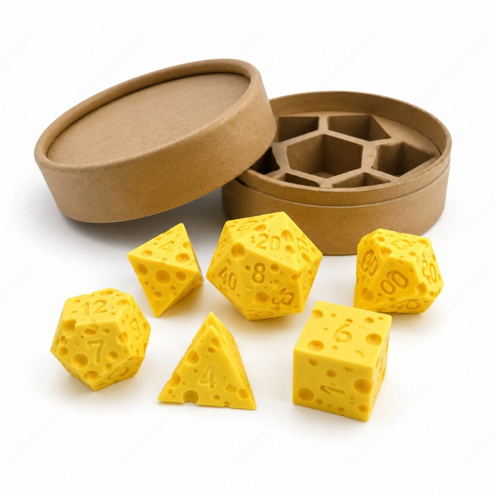 Board Game Print - 3D-geprinte kaasdobbelstenenset met D4 D20 dobbelstenenset