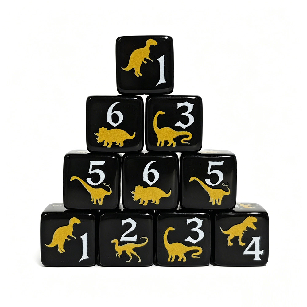Board Game Print - 12 stuks zwart en geel dinosaurus