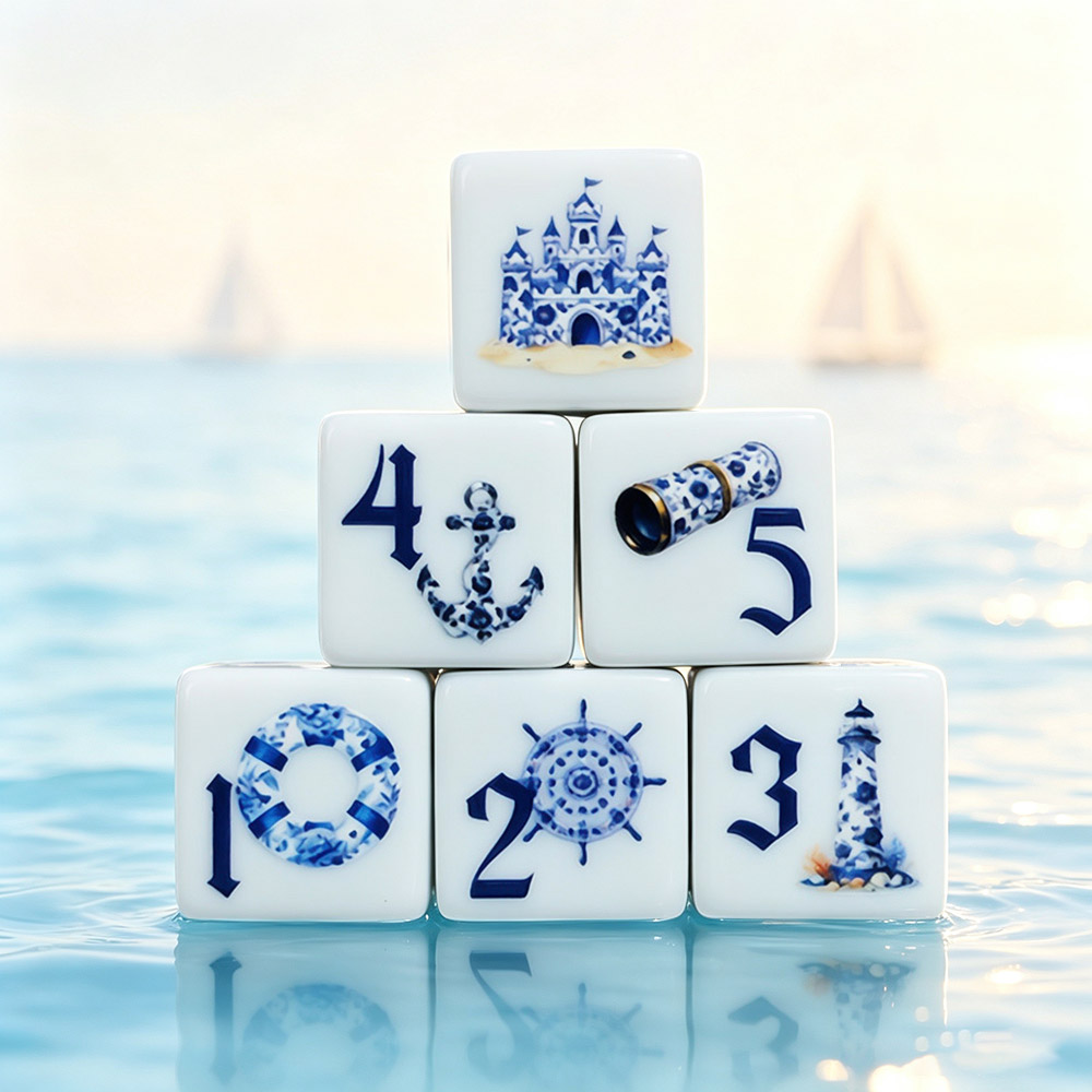Board Game Print - 12 stuks blauwe nautische 16MM bedrukte