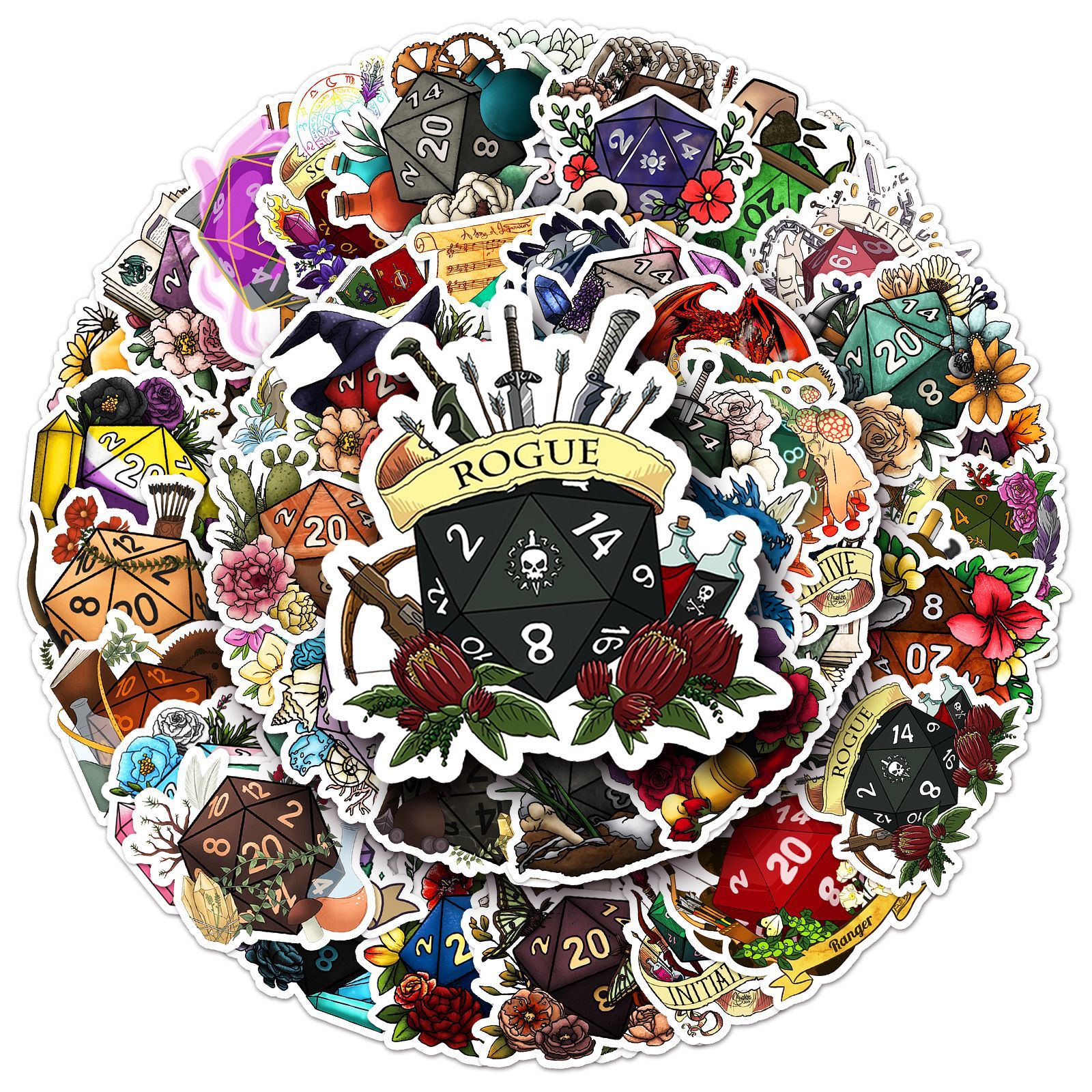 50PCS Polyhedral Dice Stickers - Board Game Quote recensie en prijs