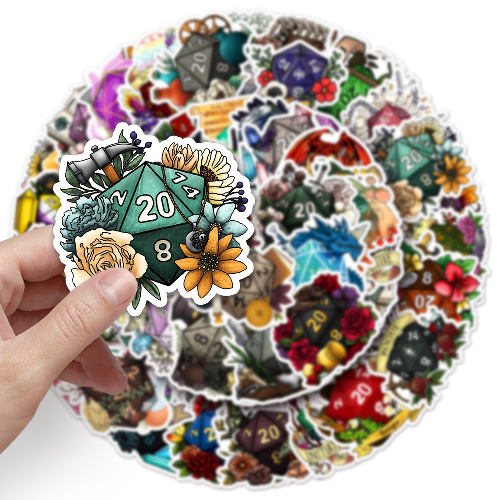 50PCS Polyhedral Dice Stickers - Board Game Quote recensie en prijs