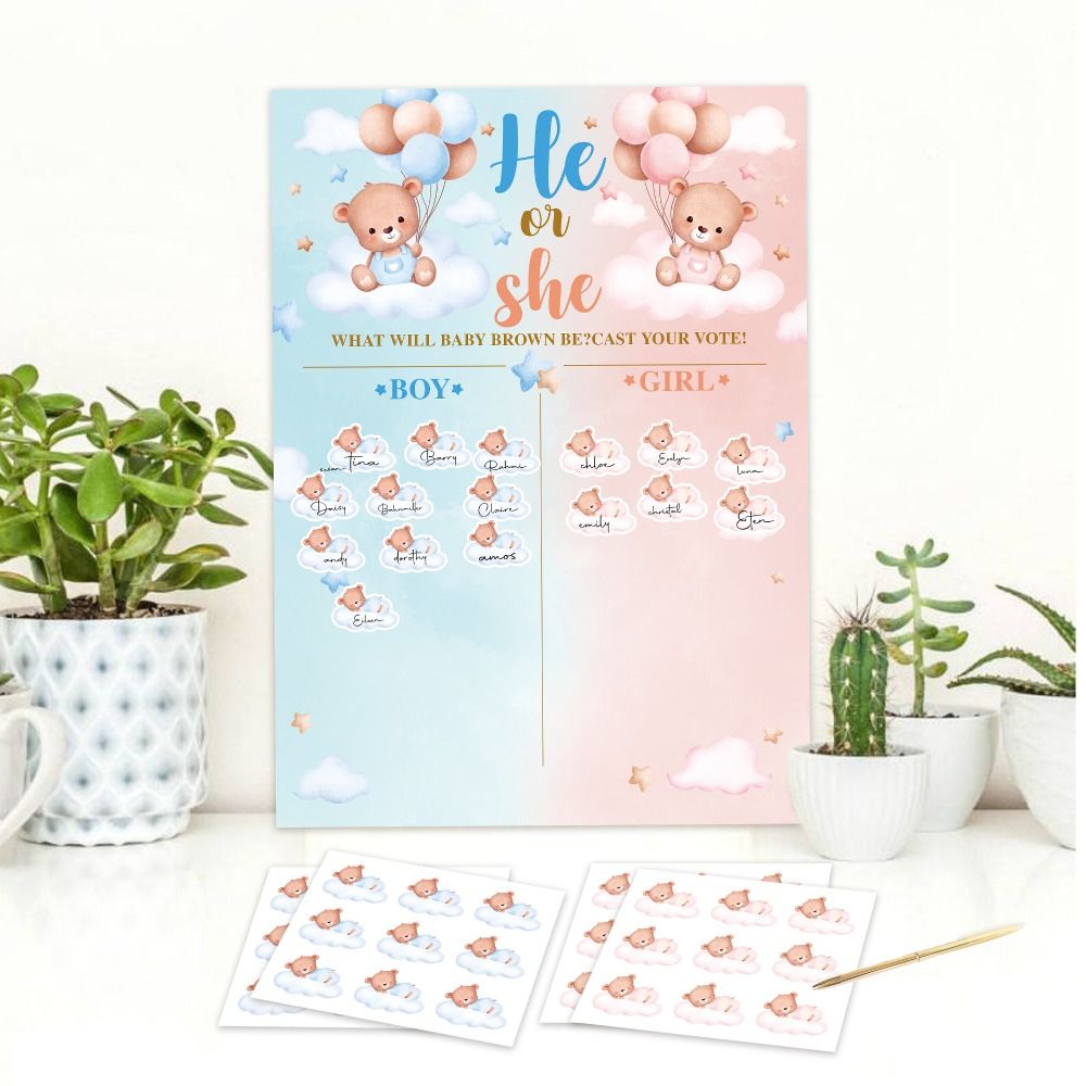 Met stickers Geslacht onthuld  - Board Game Quote recensie en prijs