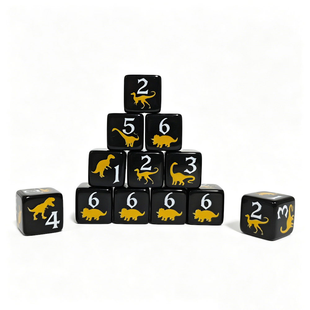 12 stuks zwart en geel dinosau - Board Game Print recensie en prijs
