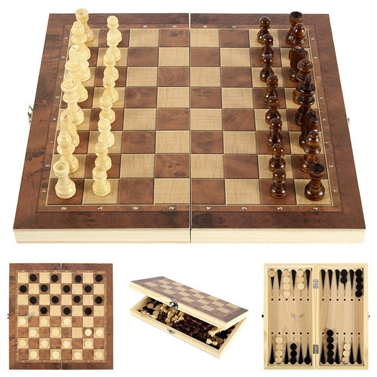 3-in-1 houten dammen, backgamm - Board Game Operation recensie en prijs